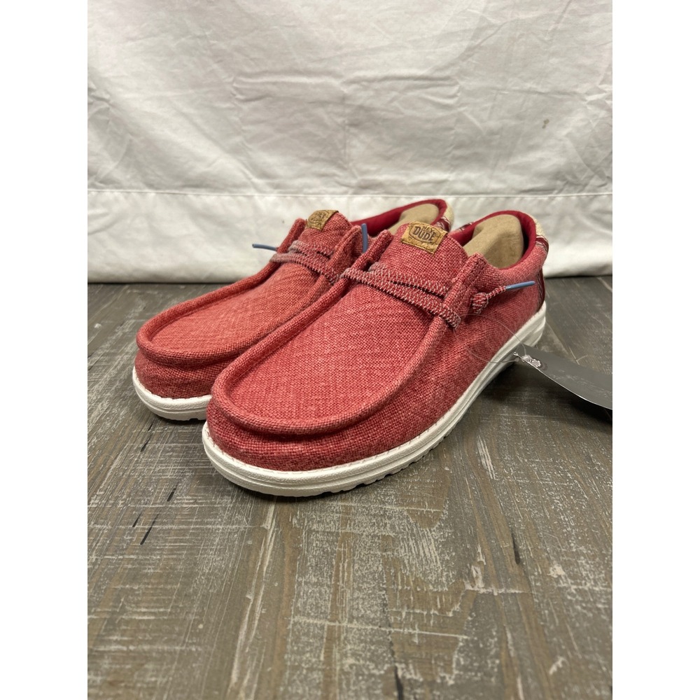 Hey Dude Wally Jute Claret Red Silver Birch Mens Loafers HD05407 Size 9